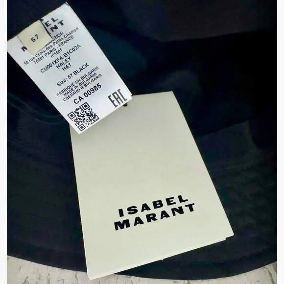 ISABEL MARANT Haley logo-embroidered bucket hat black white logo size 57” Medium - Picture 11 of 11